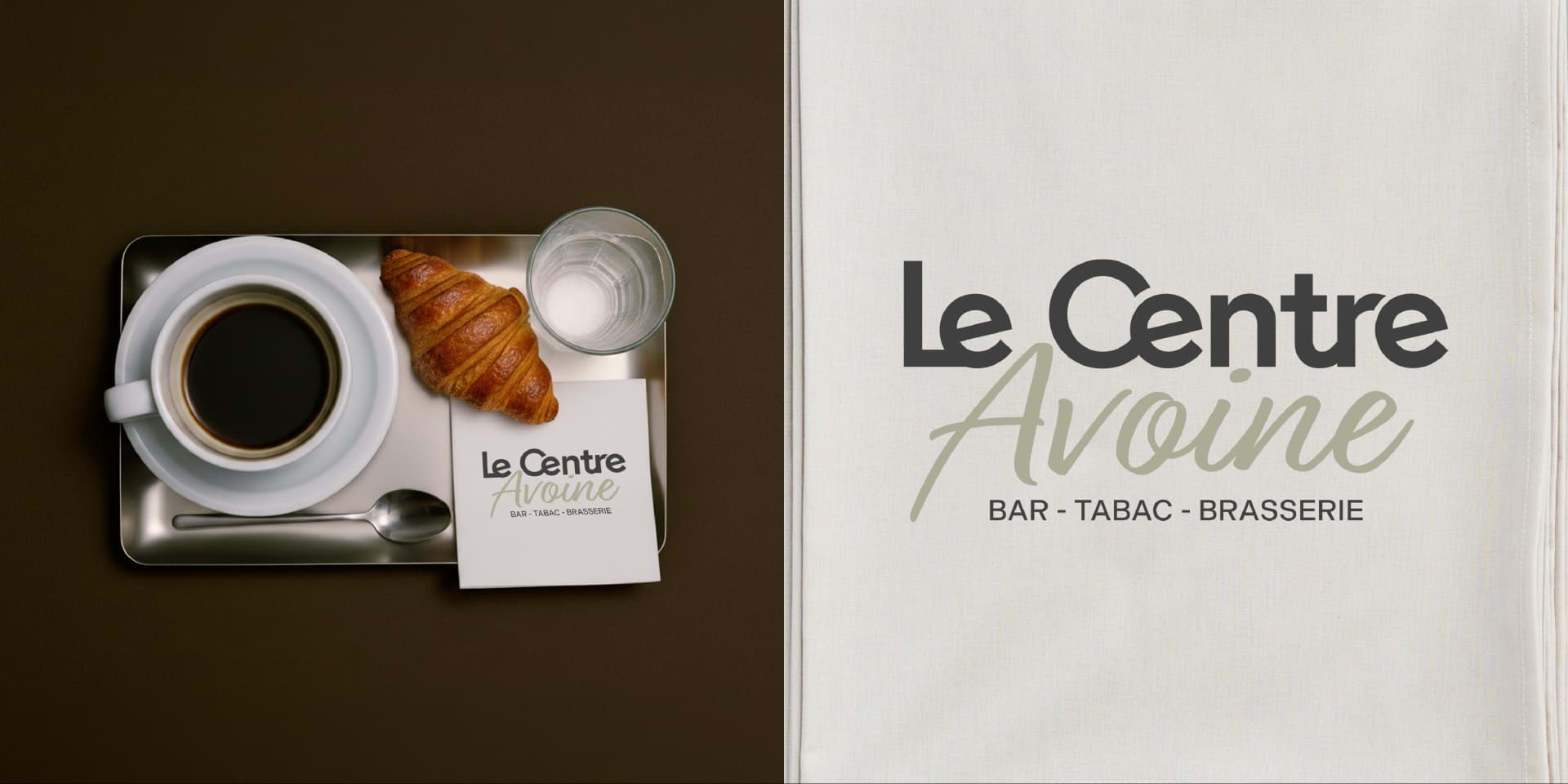 Carte de visite Le Centre Avoine avec café et croissant