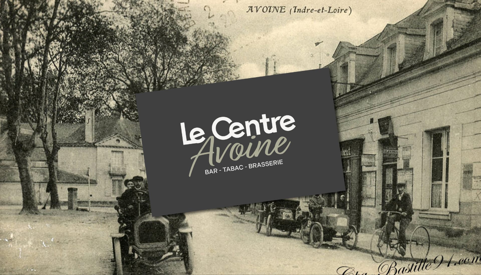Carte de visite Le Centre Avoine sur fond vintage Avoine